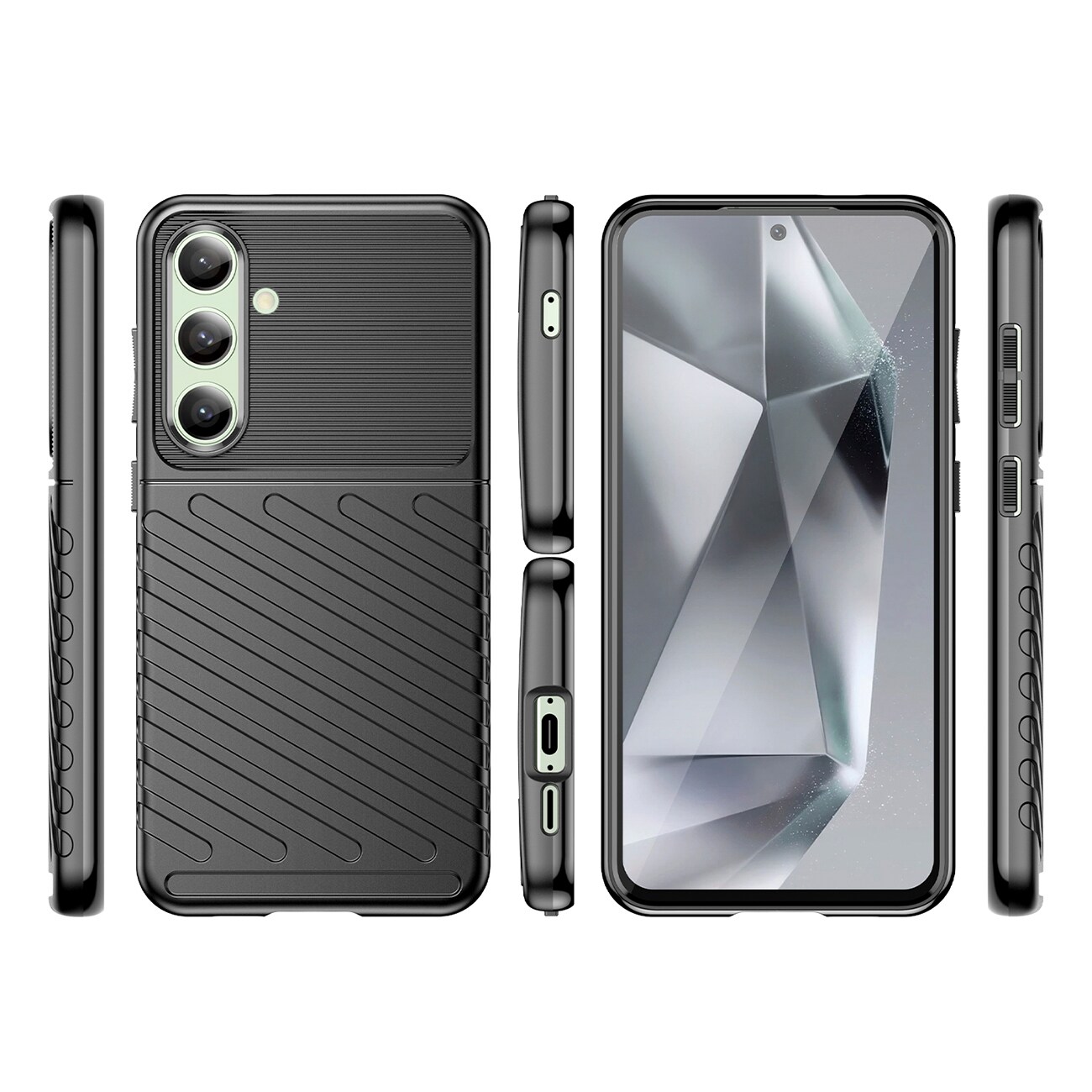 Thunder Case för Samsung Galaxy S24 FE Silicone Armored Cover - Svart