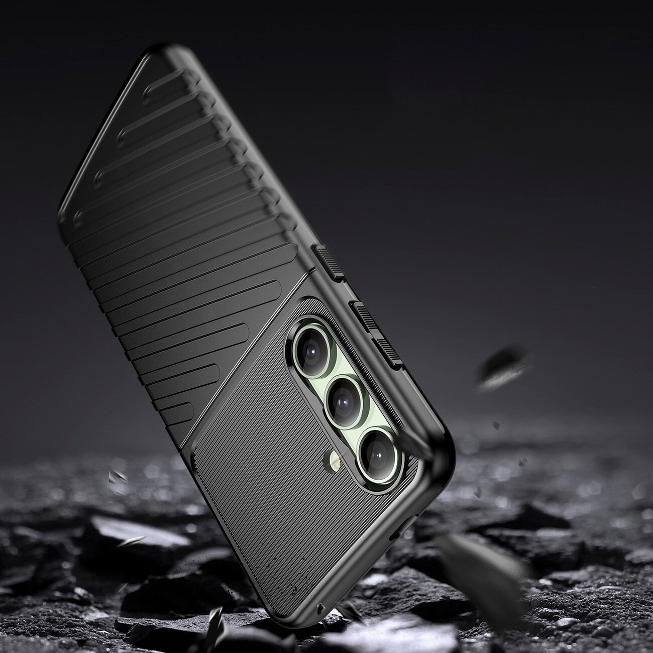 Thunder Case för Samsung Galaxy S24 FE Silicone Armored Cover - Svart