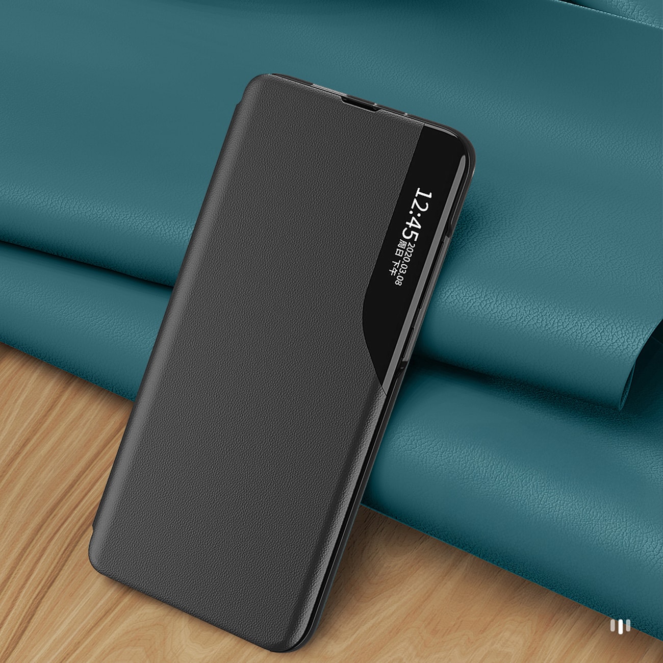 Eco Leather View-etui til Samsung Galaxy S24 FE med flip og stativ - Sort