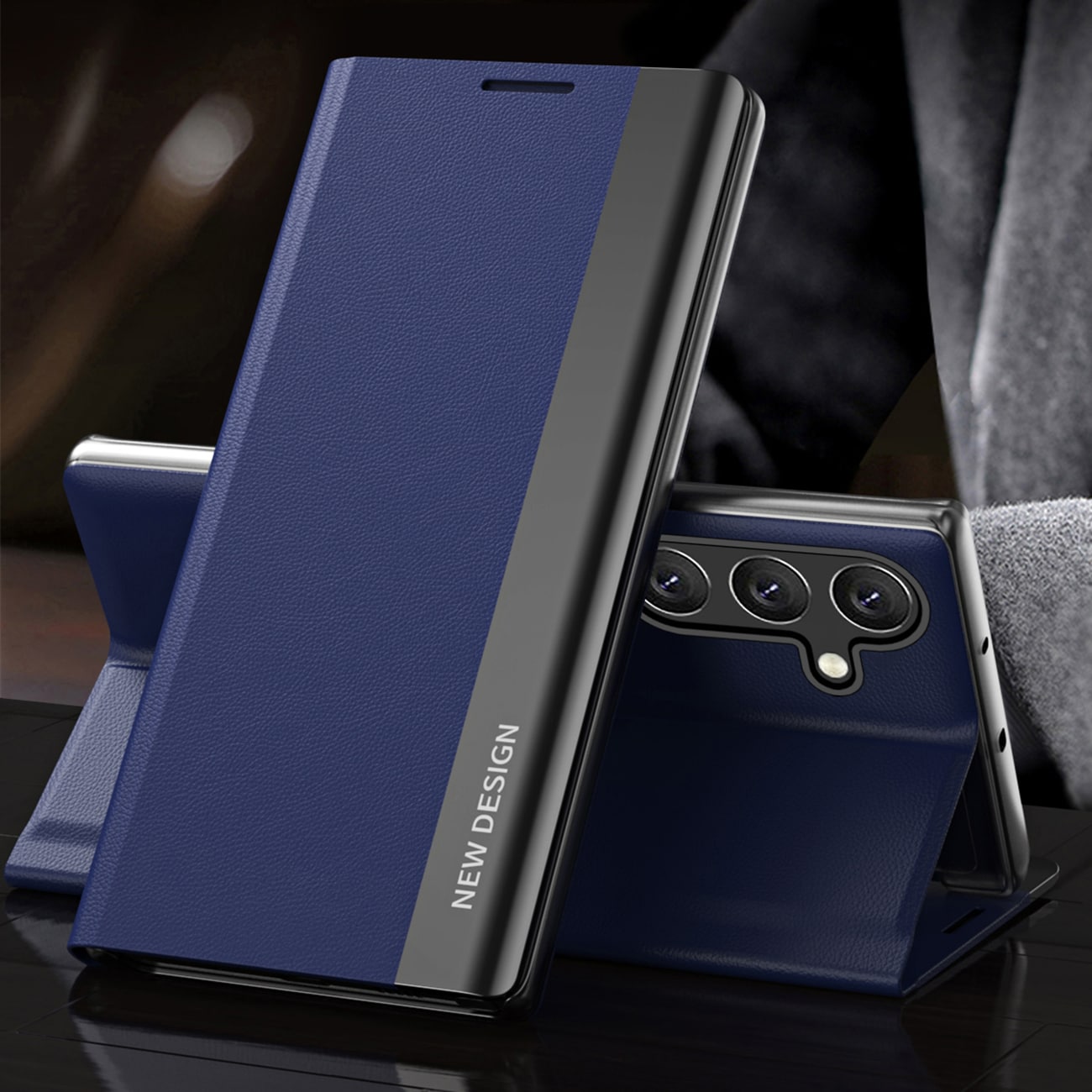 Sleep Case Pro Samsung Galaxy S24 FE-etui med flip og stativ - Blå