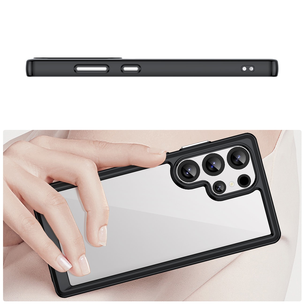Outer Space-etui med geleramme til Samsung Galaxy S25 Ultra - Sort