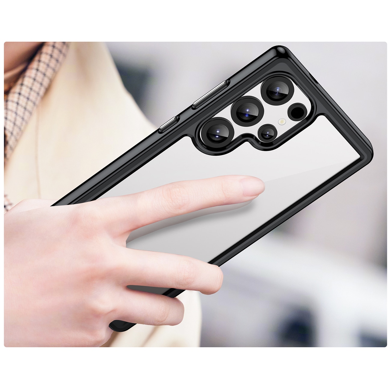Outer Space-etui med geleramme til Samsung Galaxy S25 Ultra - Sort