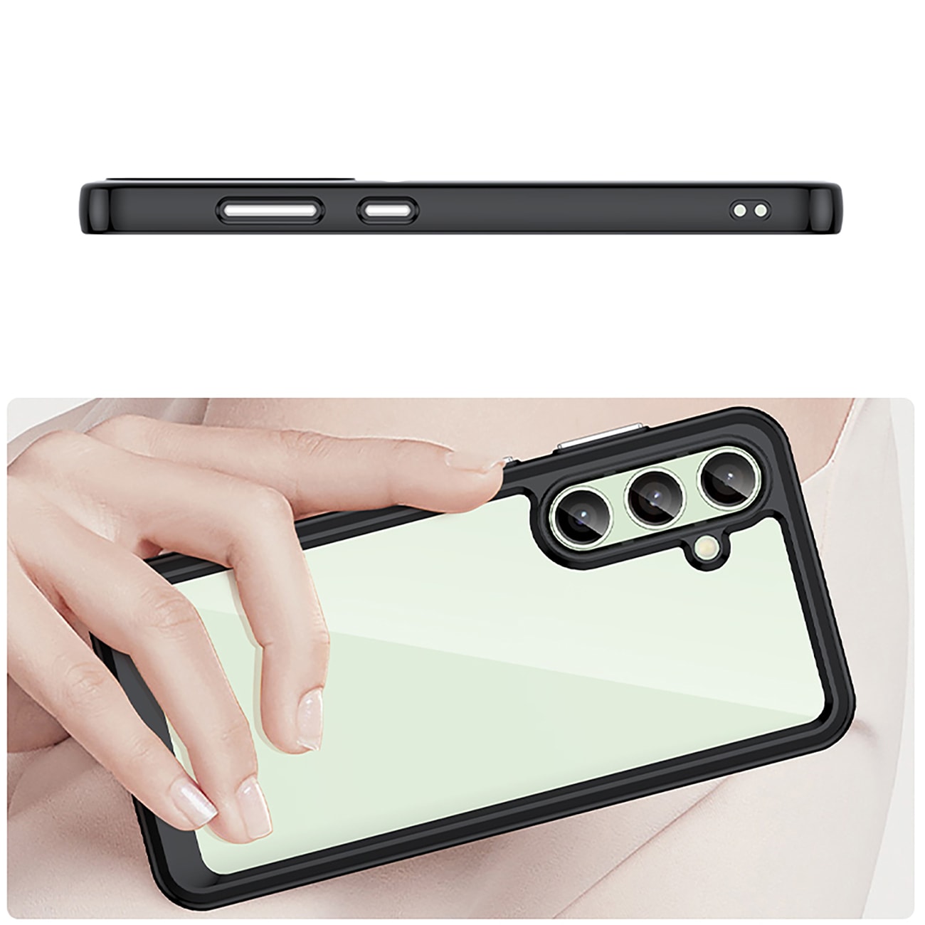 Outer Space-etui med geleramme til Samsung Galaxy S24 FE - Sort