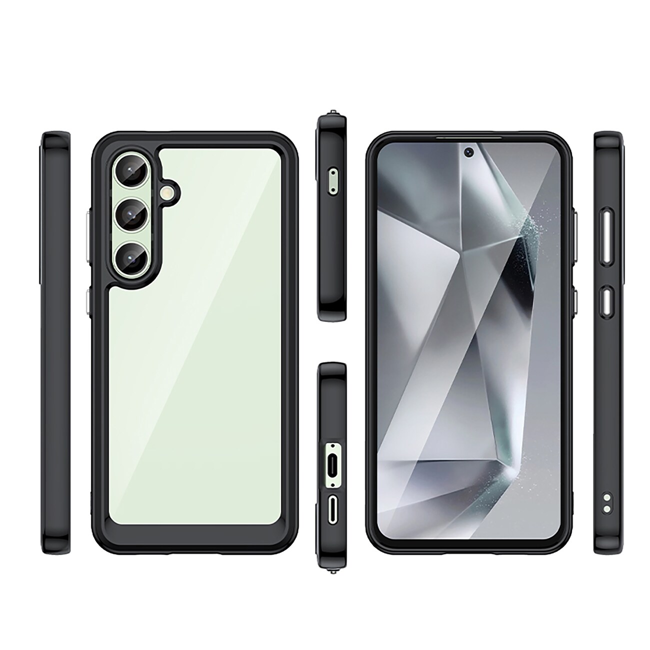 Outer Space-etui med geleramme til Samsung Galaxy S24 FE - Sort