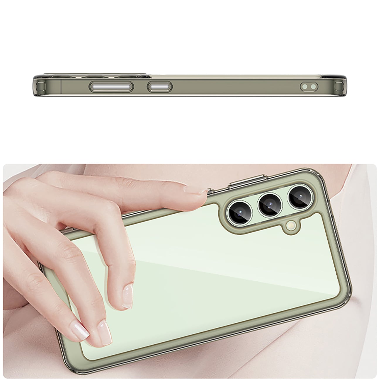 Outer Space-etui med gelramme til Samsung Galaxy S24 FE - Klar sort