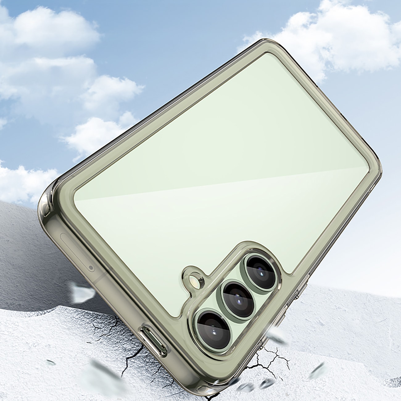 Outer Space-etui med gelramme til Samsung Galaxy S24 FE - Klar sort