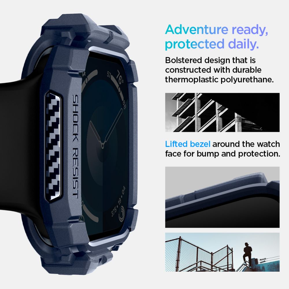 Spigen Robust pansarfodral för Apple Watch 10 46mm - Marinblå