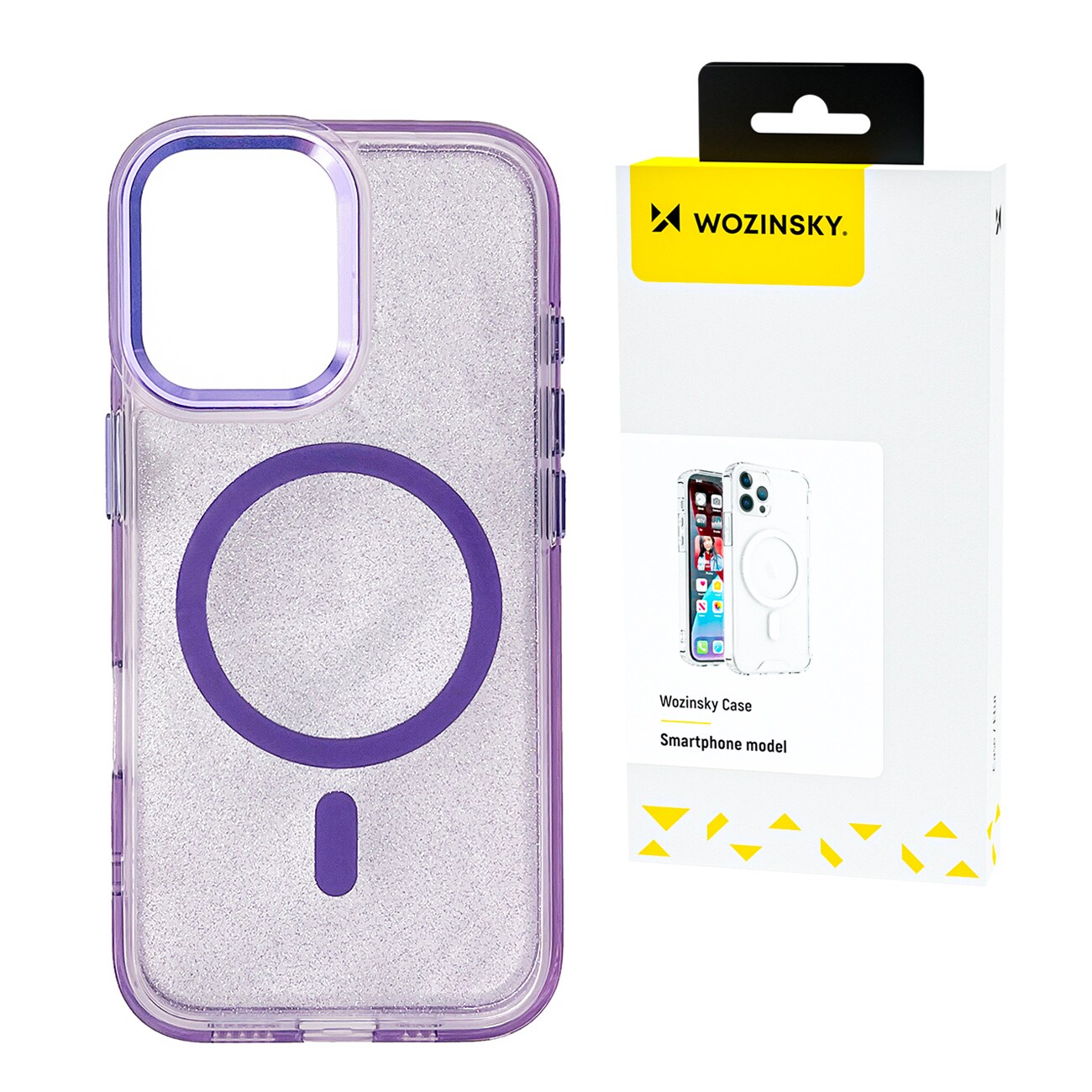 Wozinsky Glitter Etui MagSafe til Samsung Galaxy S24 FE - Lilla med glitter