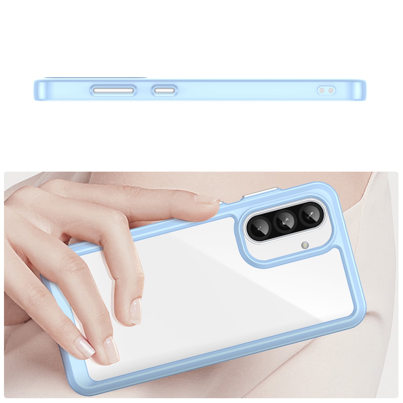 Outer Space-etui til Samsung Galaxy A56 Cover med fleksibel ramme - Blå