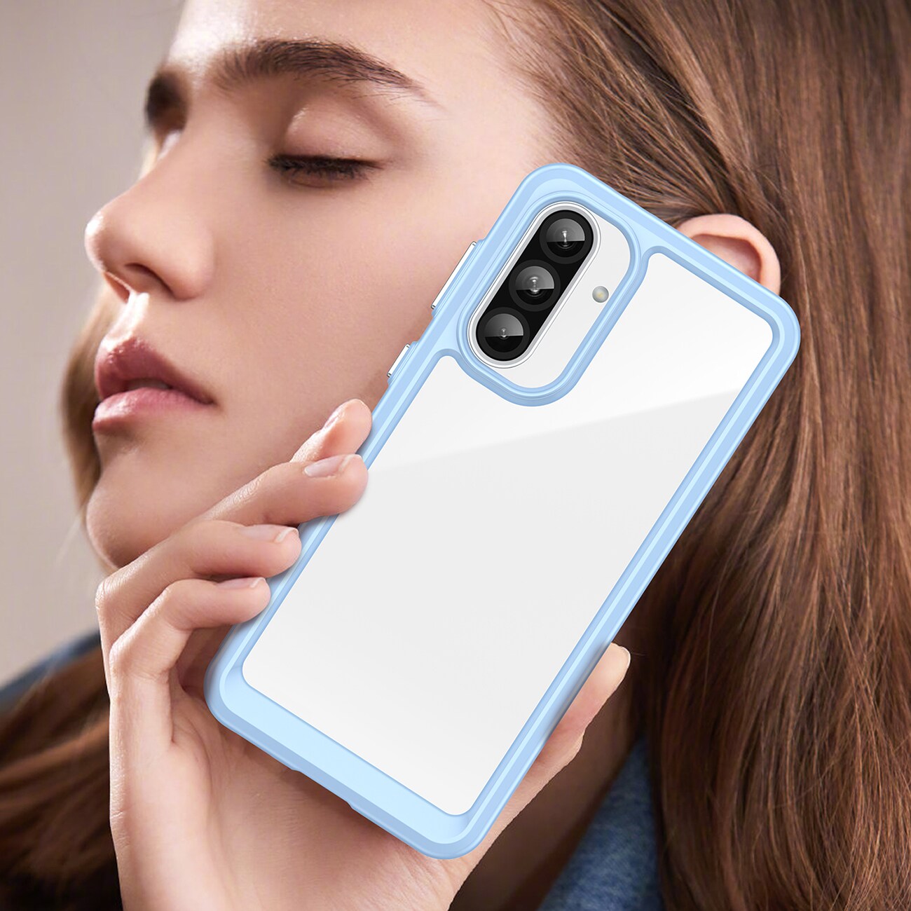Outer Space-etui til Samsung Galaxy A56 Cover med fleksibel ramme - Blå