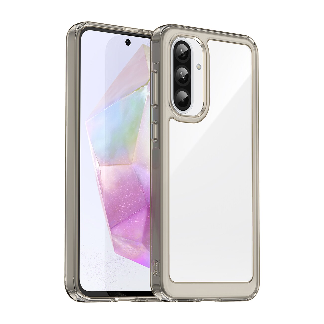 Outer Space Case för Samsung Galaxy A56 Skydd med flexibel ram - halvgenomskinligt, svart