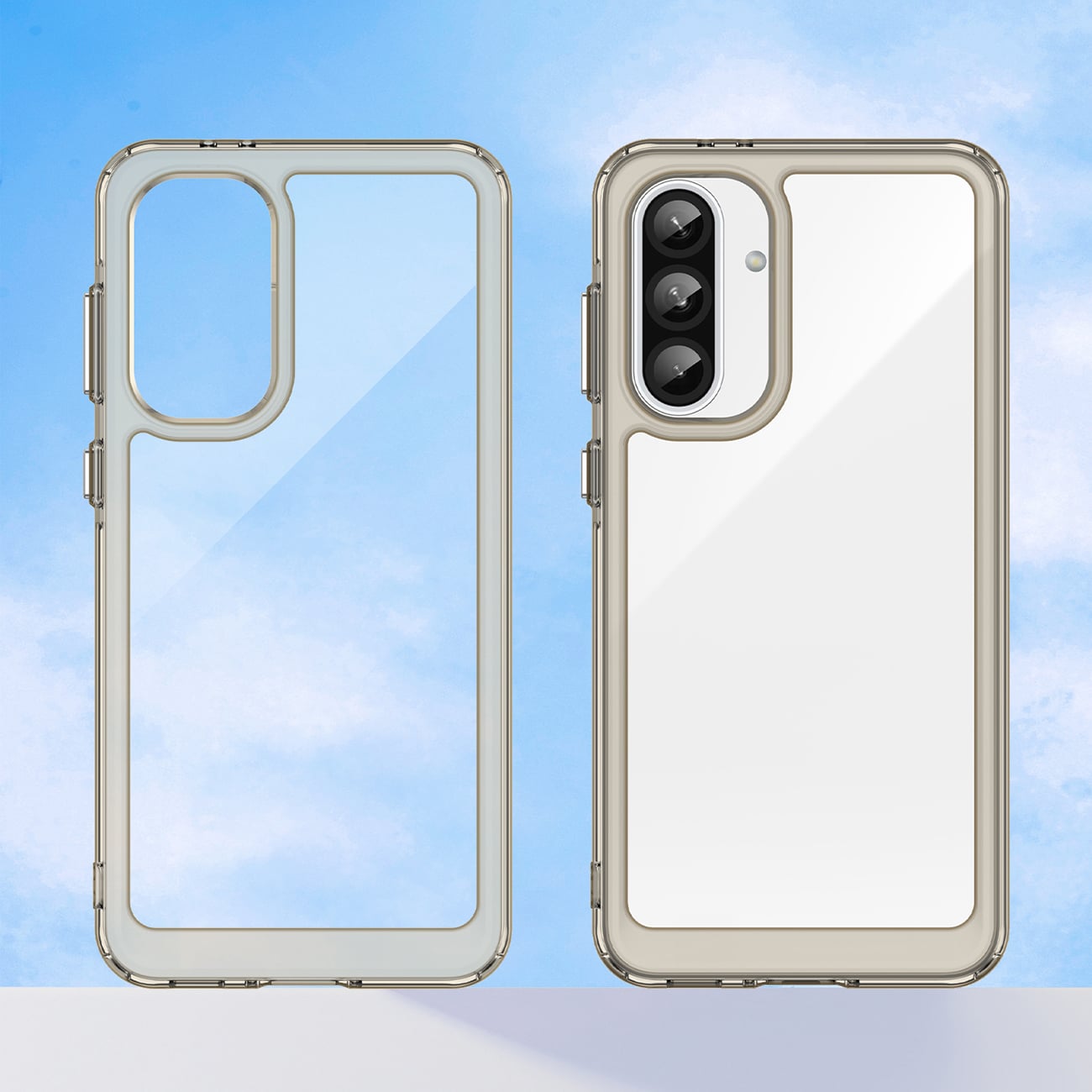 Outer Space-etui til Samsung Galaxy A56 Cover med fleksibel ramme - halvgennemsigtig, sort
