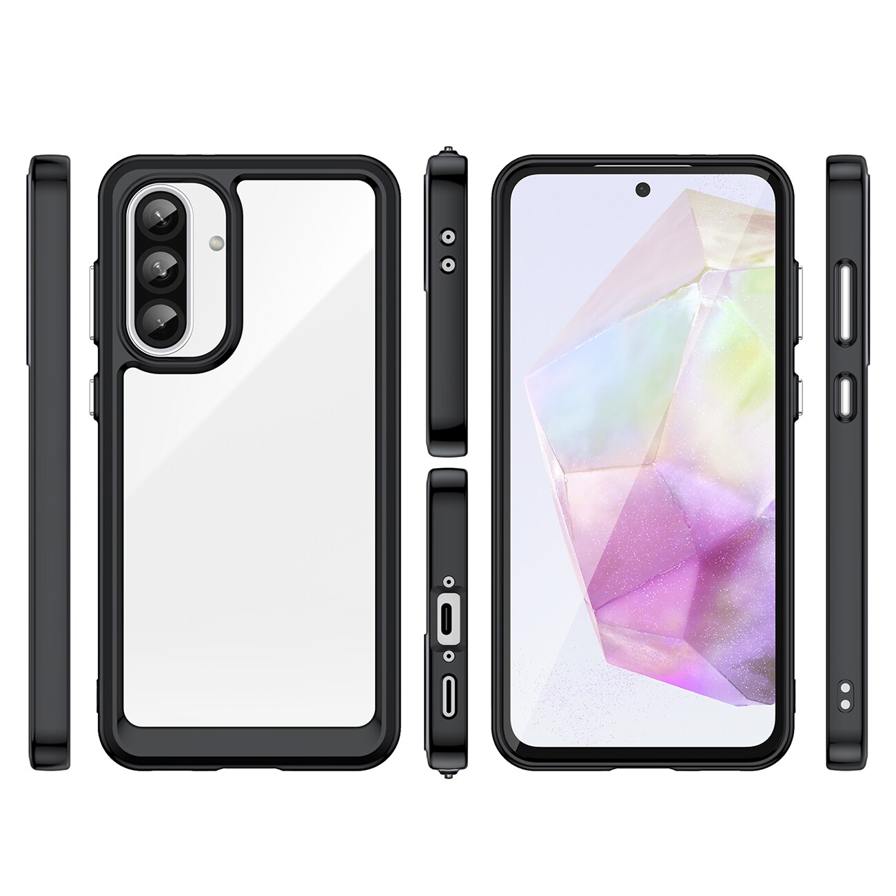 Outer Space-etui til Samsung Galaxy A26 Cover med fleksibel ramme - Sort