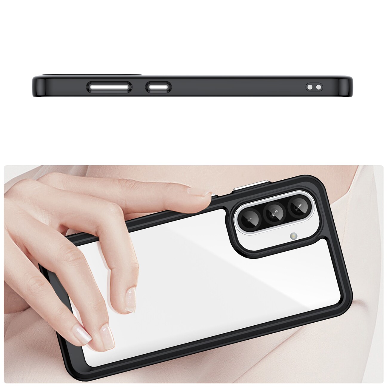 Outer Space-etui til Samsung Galaxy A26 Cover med fleksibel ramme - Sort