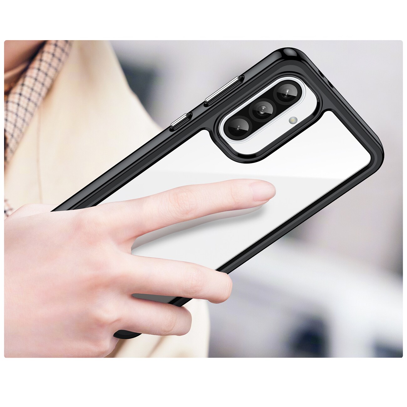 Outer Space-etui til Samsung Galaxy A26 Cover med fleksibel ramme - Sort