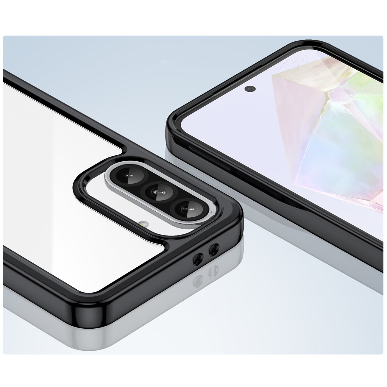Outer Space-etui til Samsung Galaxy A26 Cover med fleksibel ramme - Sort