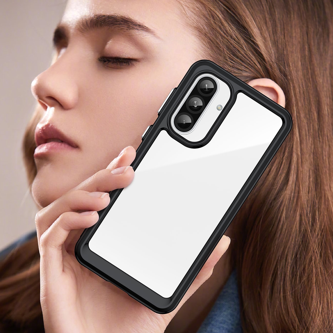 Outer Space-etui til Samsung Galaxy A26 Cover med fleksibel ramme - Sort