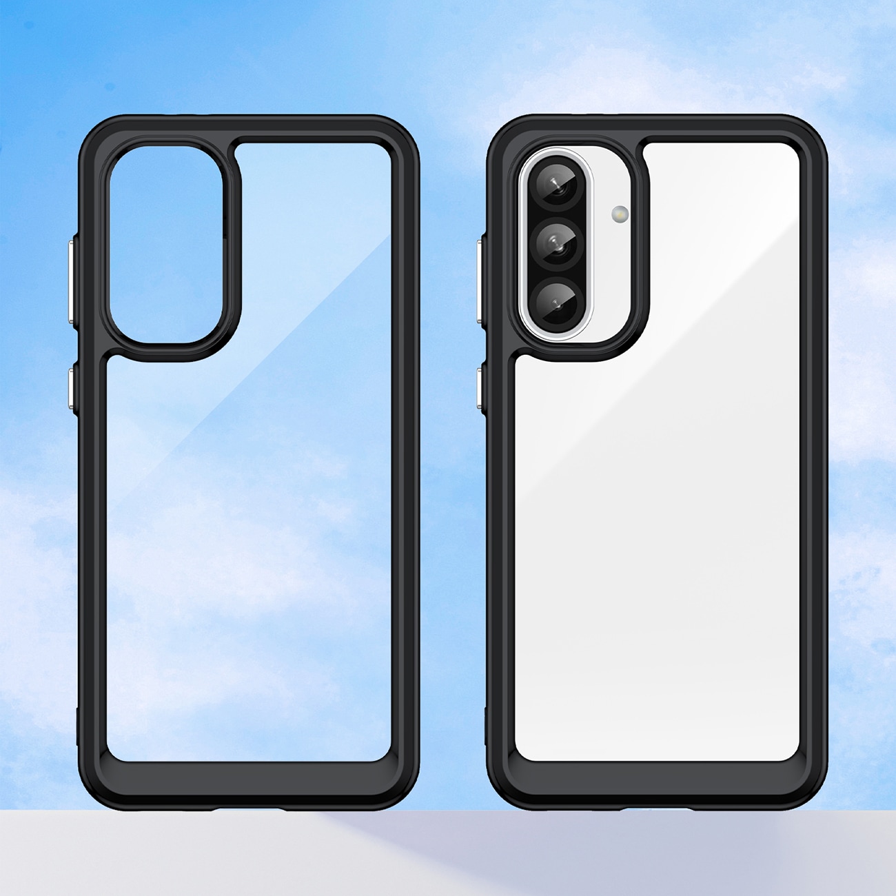 Outer Space-etui til Samsung Galaxy A26 Cover med fleksibel ramme - Sort