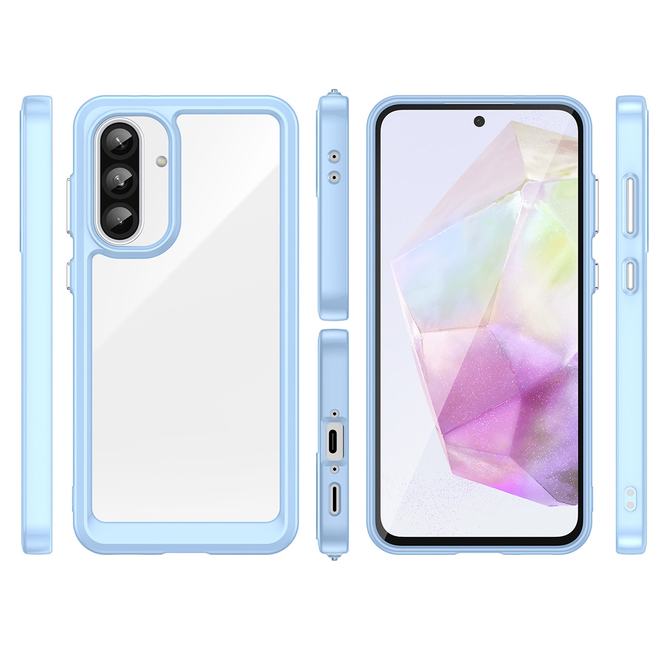 Outer Space-etui til Samsung Galaxy A26 Cover med fleksibel ramme - Blå