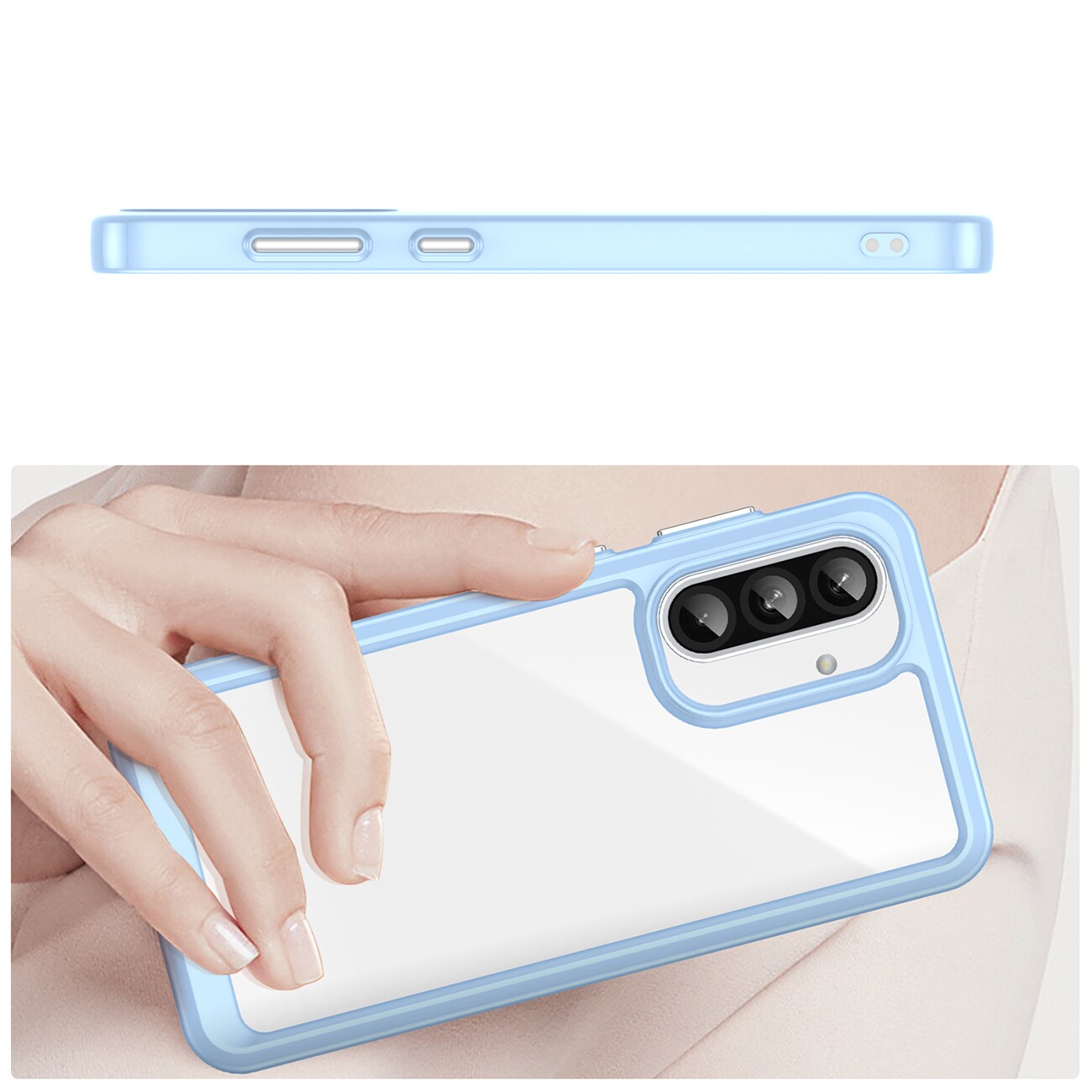 Outer Space-etui til Samsung Galaxy A26 Cover med fleksibel ramme - Blå