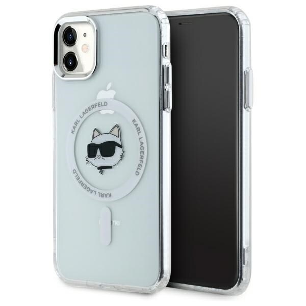 Karl Lagerfeld IML Metall Choupette Head MagSafe iPhone 11 Fodral - Vit