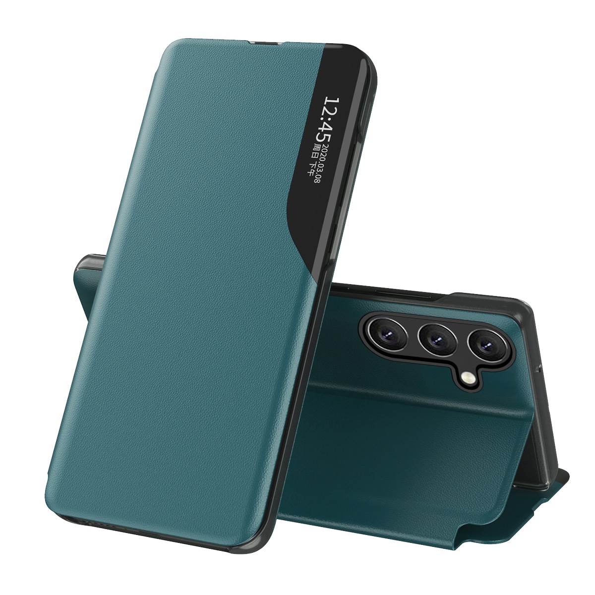 Eco Leather View Case elegant fodral med klaff och stativfunktion för Samsung Galaxy A26 - grön