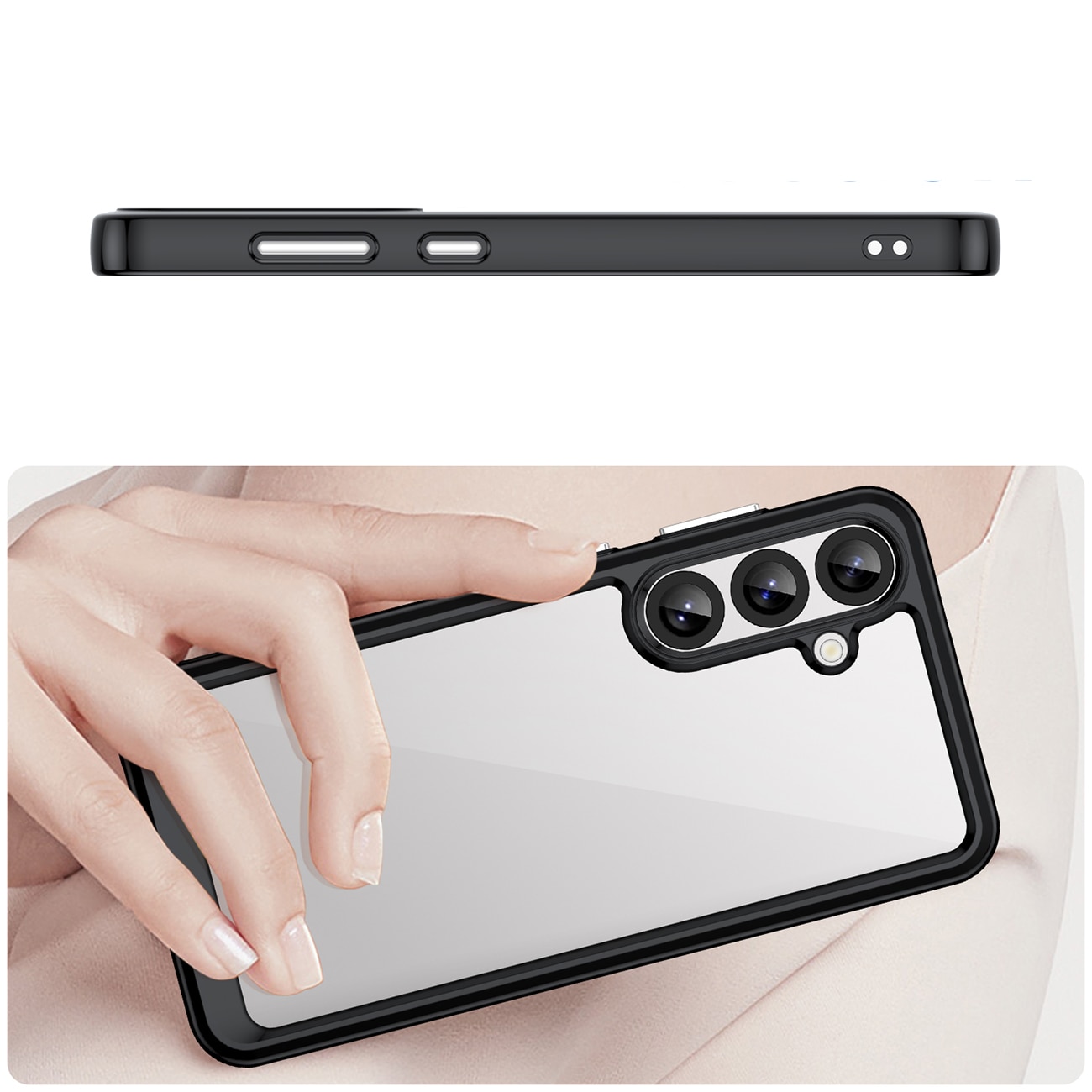 Outer Space-etui til Samsung Galaxy A36 Cover med fleksibel ramme - Sort