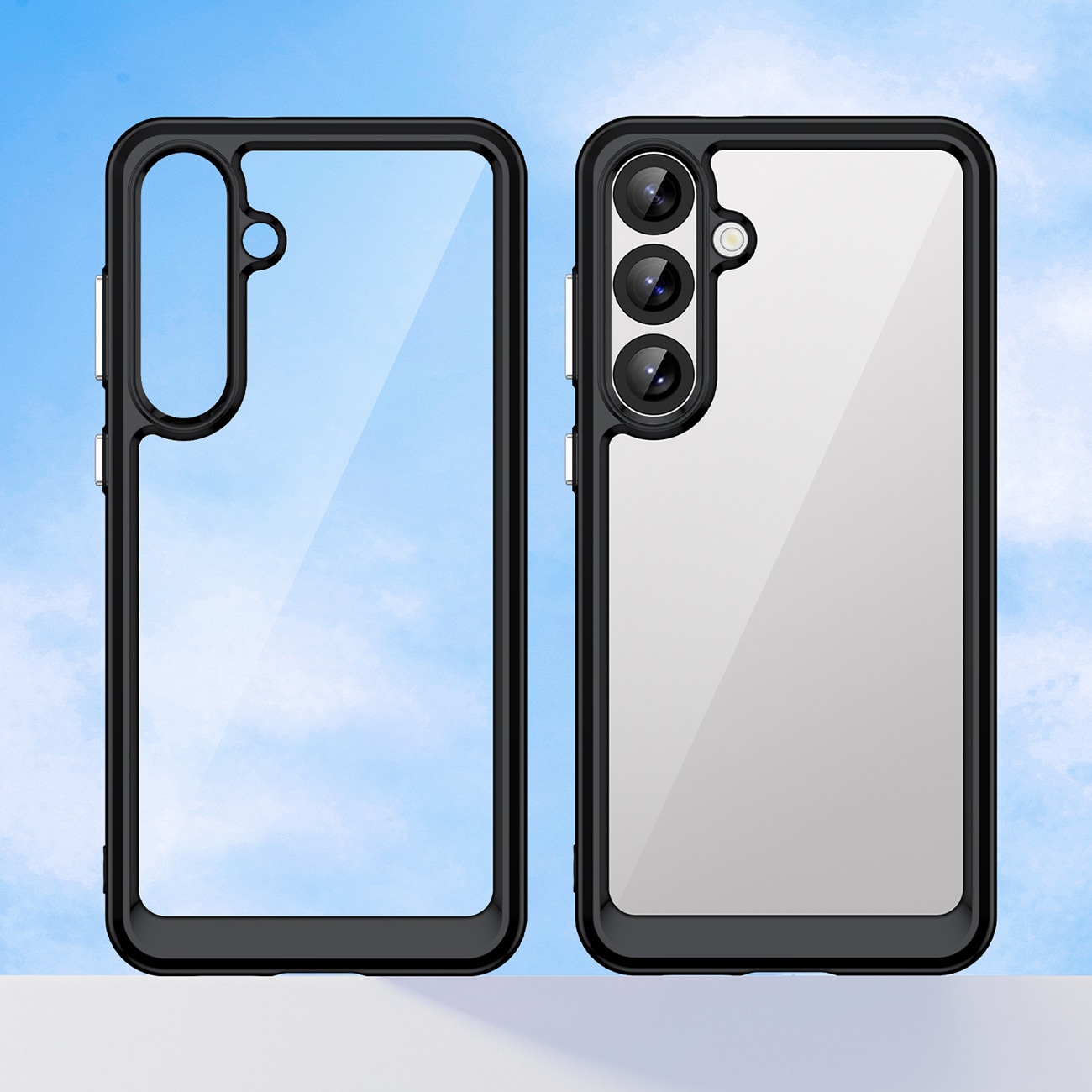 Outer Space-etui til Samsung Galaxy A36 Cover med fleksibel ramme - Sort