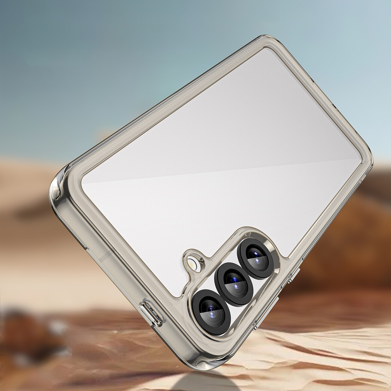 Outer Space-etui til Samsung Galaxy A36 Cover med fleksibel ramme - halvgennemsigtig, sort