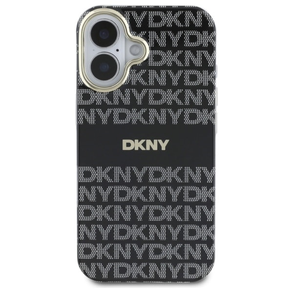 DKNY Repeat Texture Pattern With Stripe iPhone 16 Etui - Sort