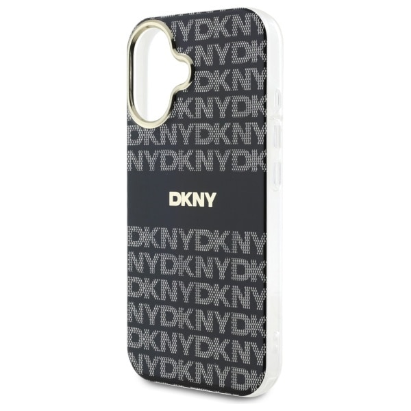 DKNY Repeat Texture Pattern With Stripe iPhone 16 Etui - Sort
