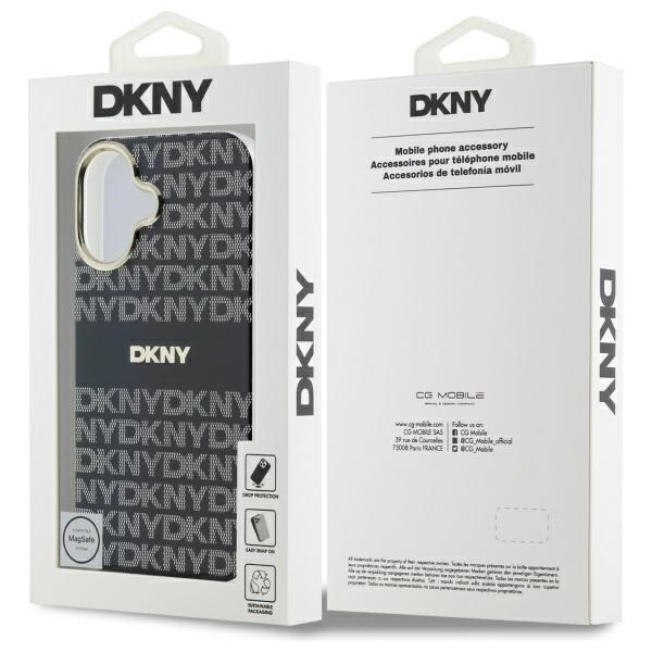 DKNY Repeat Texture Pattern With Stripe iPhone 16 Etui - Sort
