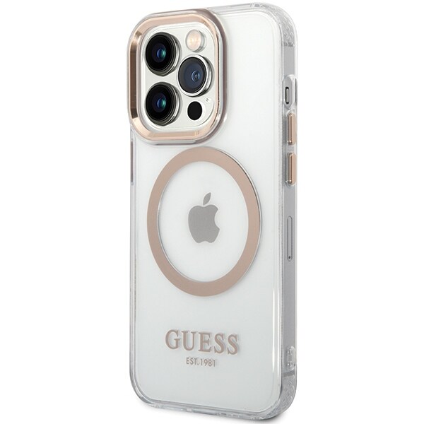 Guess Metal Outline MagSafe-etui til iPhone 15 Pro - guld