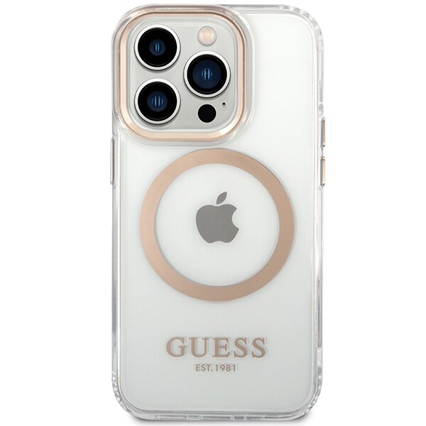 Guess Metal Outline MagSafe-etui til iPhone 15 Pro - guld
