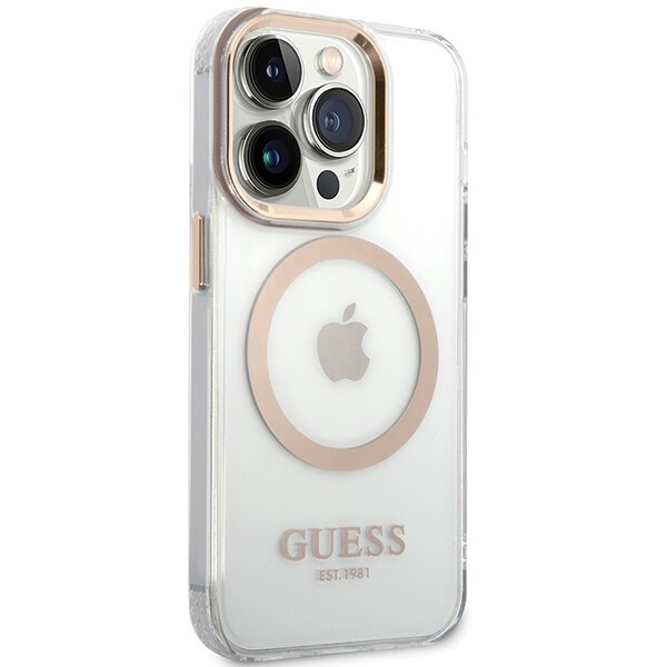 Guess Metal Outline MagSafe-etui til iPhone 15 Pro - guld