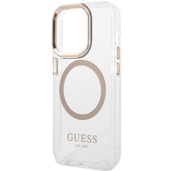 Guess Metal Outline MagSafe-etui til iPhone 15 Pro - guld