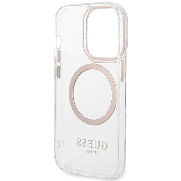 Guess Metal Outline MagSafe-etui til iPhone 15 Pro - guld