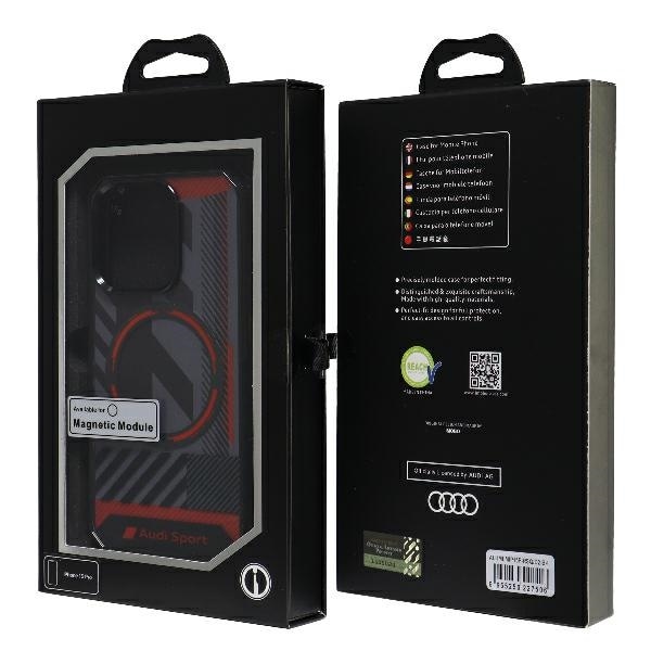 Audi IML Sport MagSafe-fodral för iPhone 15 Pro 6,1" svart hårdplast AU-IMLMIP15P-RSQ/D2-BK