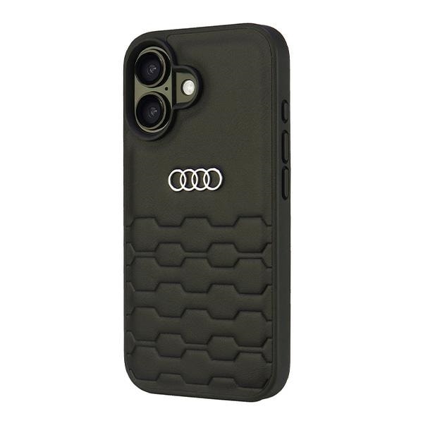 Audi syntetisk læder iPhone 16 6,1" sort/sort hardcase AU-TPUPCIP16-GT/D2-BK