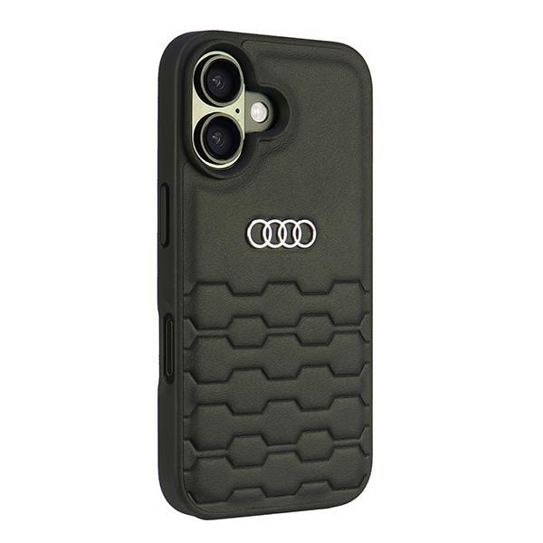Audi syntetisk læder iPhone 16 6,1" sort/sort hardcase AU-TPUPCIP16-GT/D2-BK