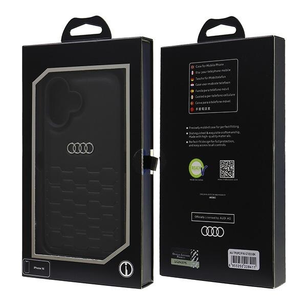 Audi syntetisk læder iPhone 16 6,1" sort/sort hardcase AU-TPUPCIP16-GT/D2-BK