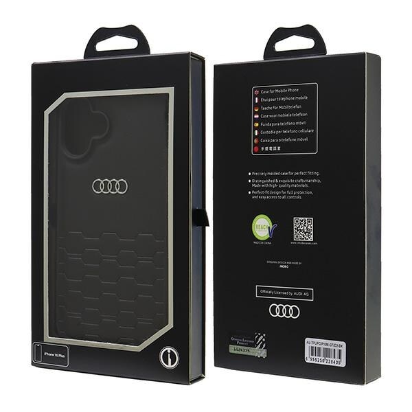 Audi syntetisk læder iPhone 16 Plus 6,7" sort/sort hardcase AU-TPUPCIP16M-GT/D2-BK