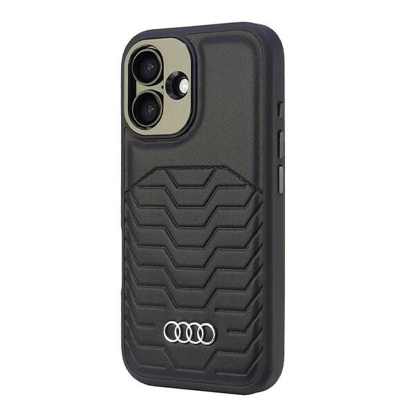 Audi syntetisk læder MagSafe iPhone 16 Plus 6,7" sort/sort hardcase AU-TPUPCMIP16M-GT/D3-BK