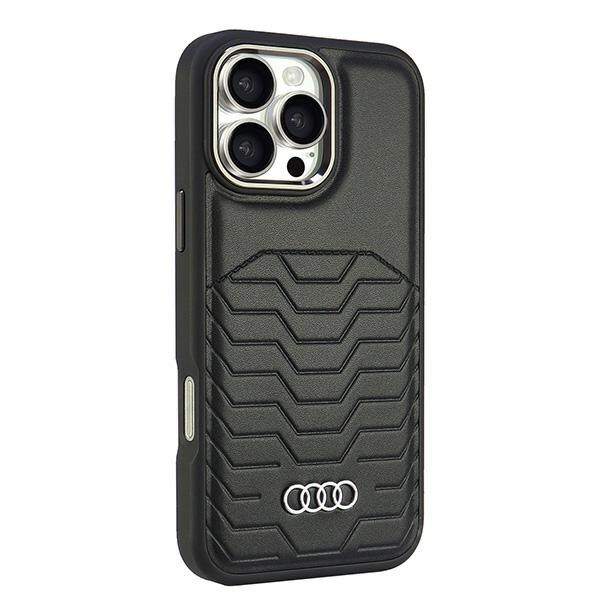 Audi syntetiskt läder MagSafe iPhone 16 Pro Max 6,9" svart hårddisk AU-TPUPCMIP16PM-GT/D3-BK
