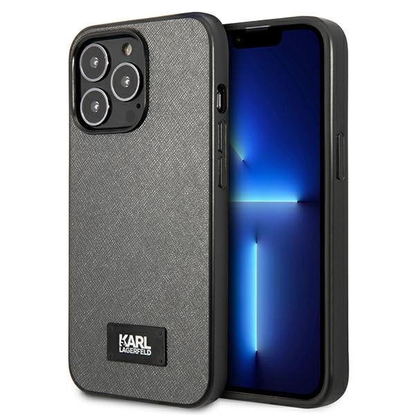Karl Lagerfeld Saffiano Plaque-fodral för iPhone 13 Pro Max 6,7" - Silver