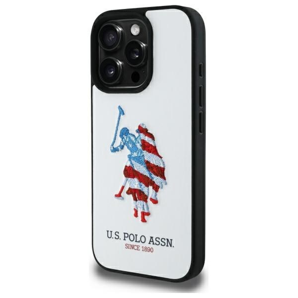 US Polo USHCP15XPUSH iPhone 15 Pro Max 6,7" vit/vit läder Big DH Amerikansk flagga