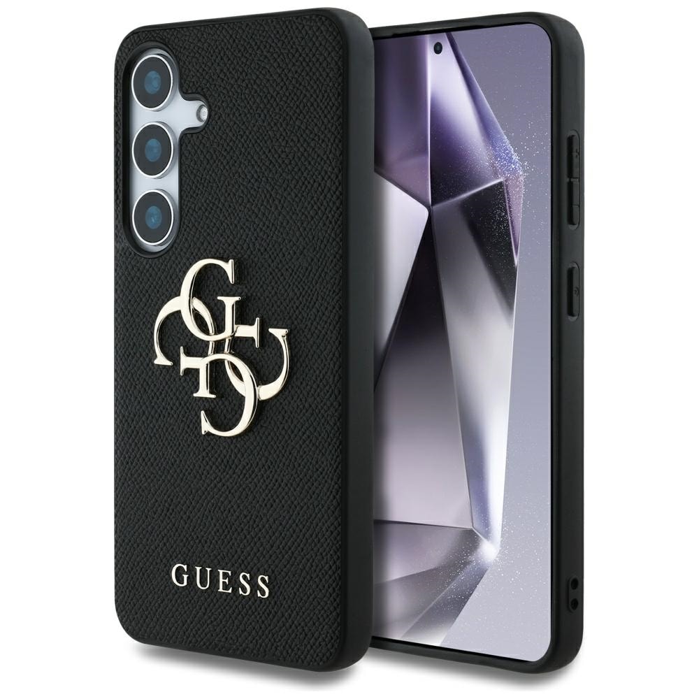 Guess Grained Big 4G Logo Small Classic Logo fodral för Samsung Galaxy S25 svart