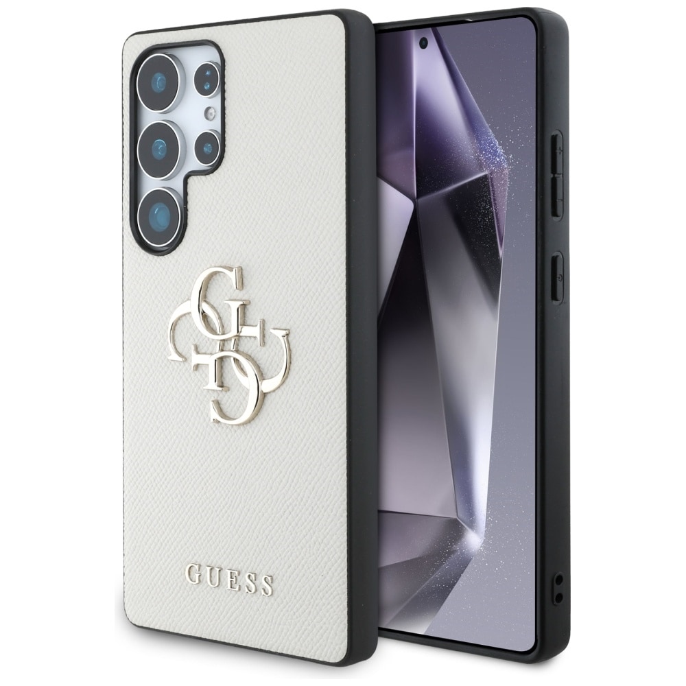 Guess Grained Big 4G Logo Small Classic Logo Fodral för Samsung Galaxy S25 Ultra beige