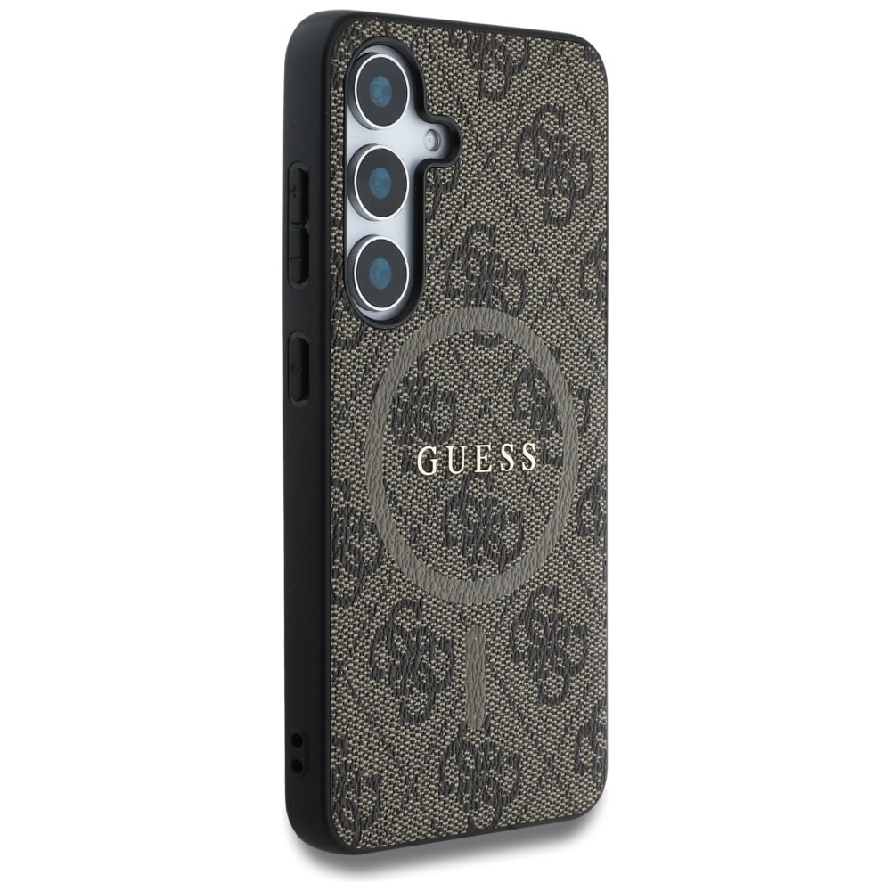 Guess Läder 4G Färgad ring Classic Logo MagSafe Samsung Galaxy S25 fodral brun
