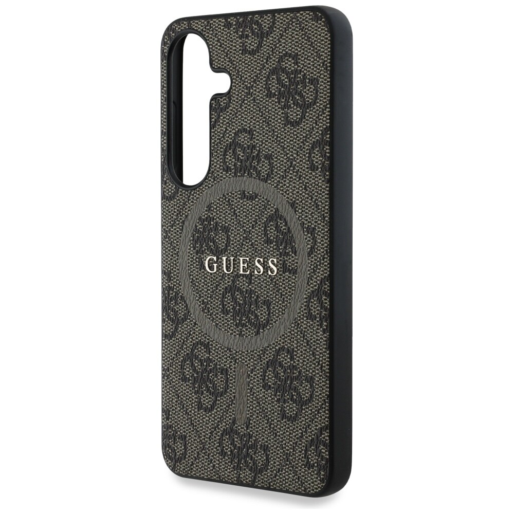 Guess Läder 4G Färgad ring Classic Logo MagSafe Samsung Galaxy S25 fodral brun